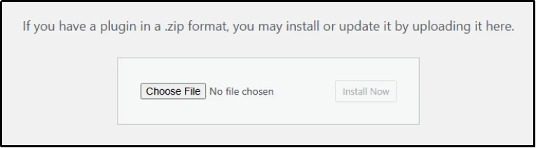 Select the compressed plugin file for installation in WordPress