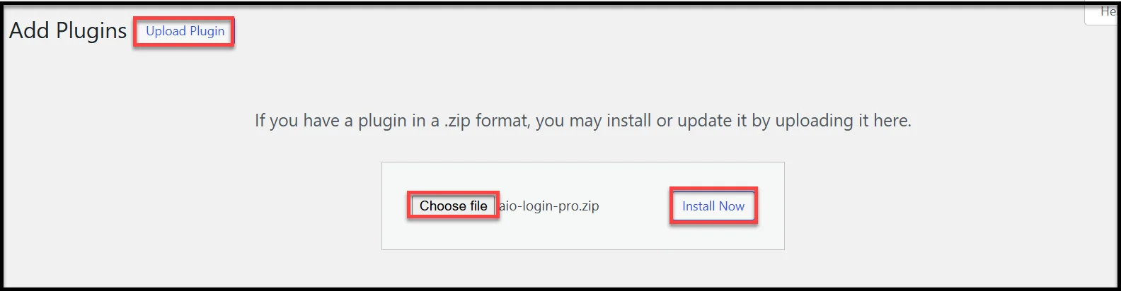 Uploading the Pro plugin ZIP file in WordPress