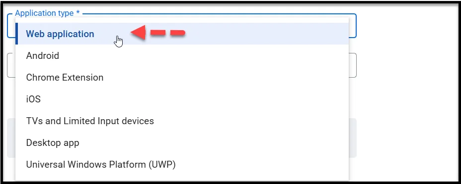Entering details to create OAuth client ID