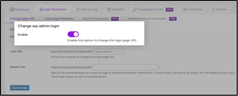 Change the default WP Admin login URL in AIO Login plugin