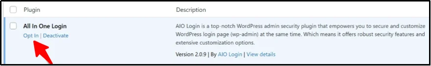 Screenshot showing the opt-in option selection during plugin setup