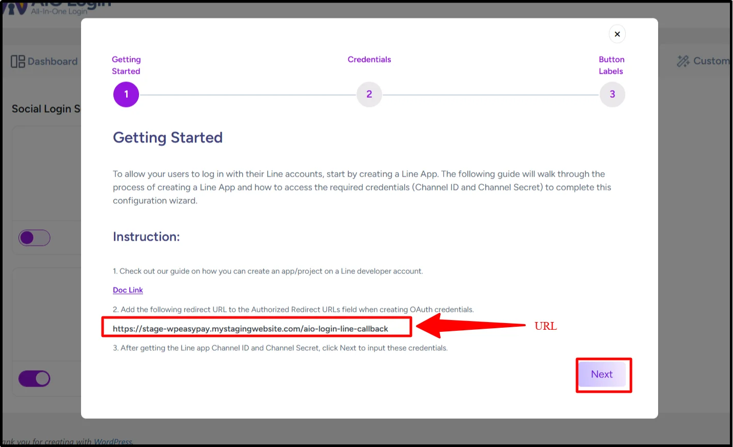 Create LINE login provider