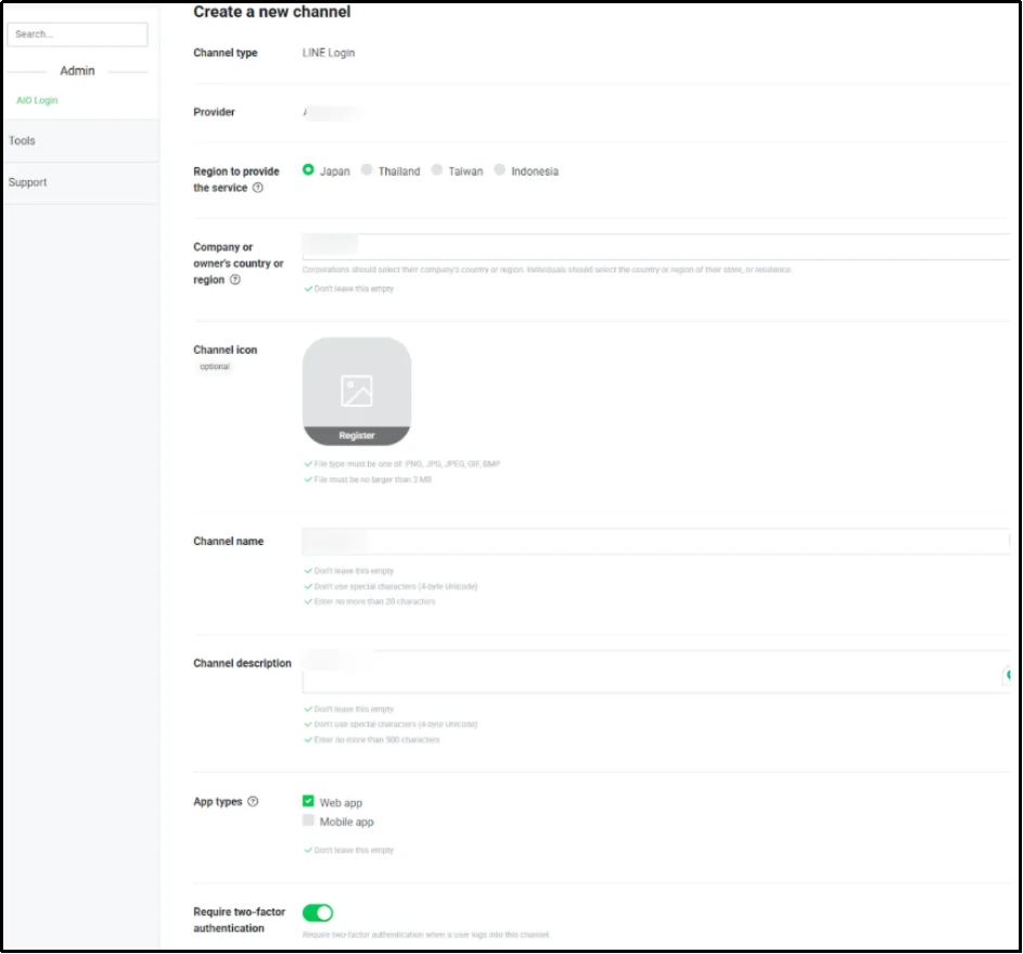 Accept LINE Developers agreement