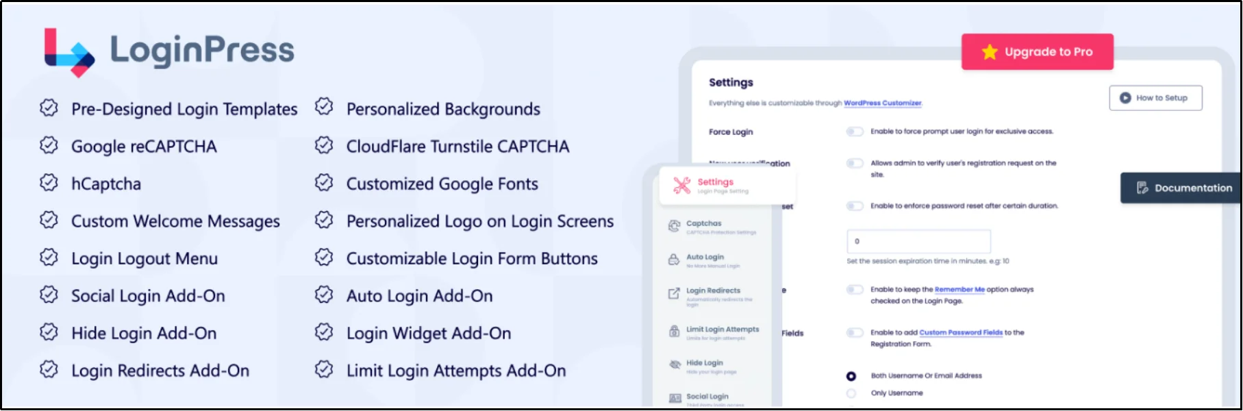 LoginPress WordPress login security plugin with custom login page settings