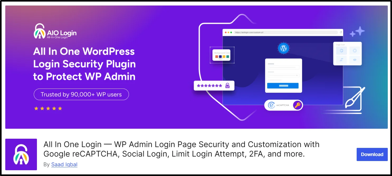All In One Login plugin dashboard for securing WordPress admin login page