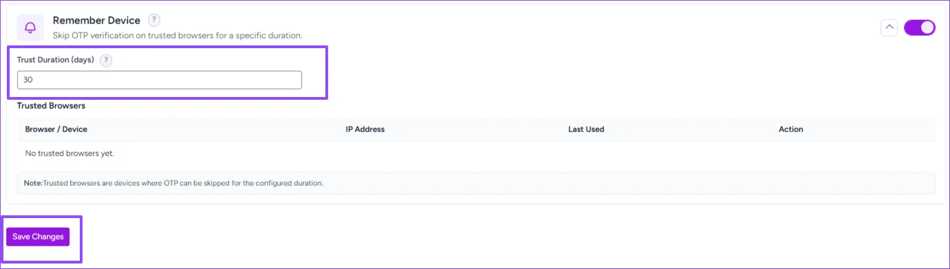 Remember Device (Trusted Login Sessions
