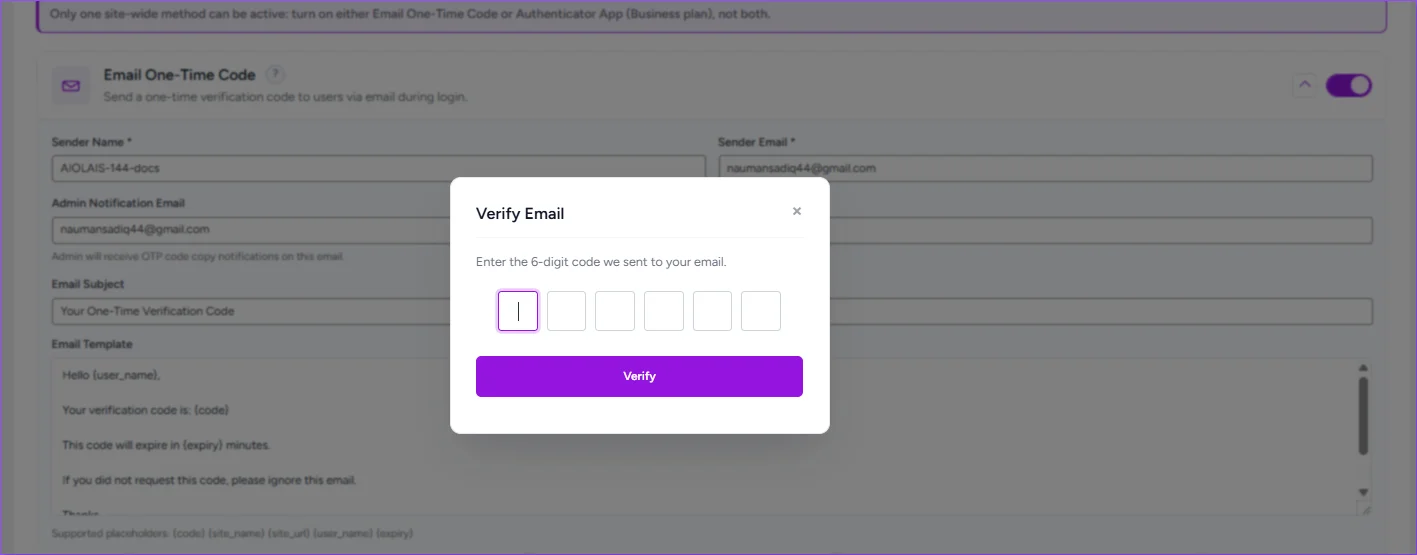 Security Settings