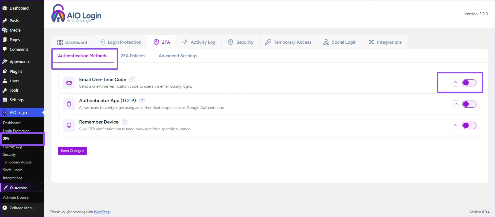 Setting Up Email OTP (Admin Configuration)
