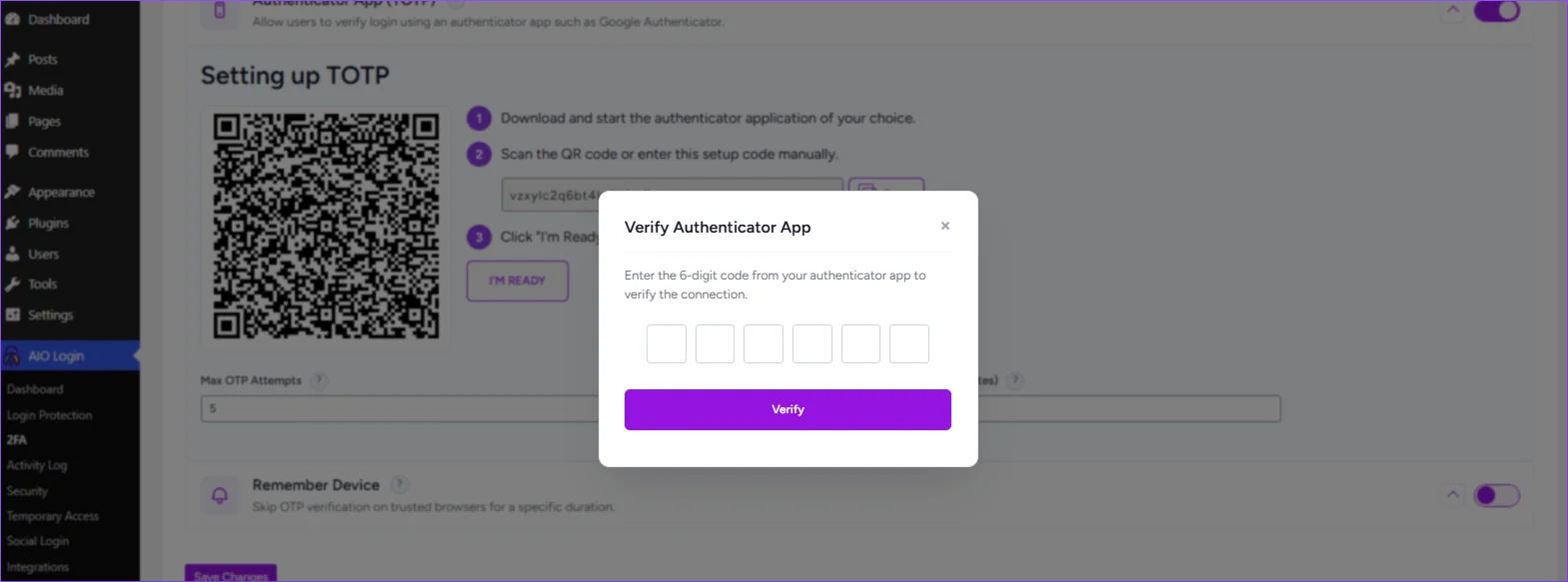 Setting Up Authenticator App (Admin) Setup Flow