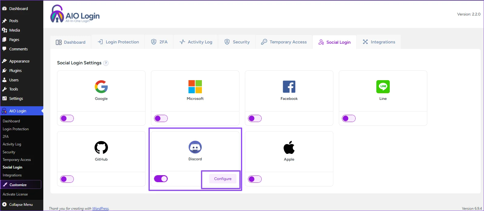 Social-login-dashboard