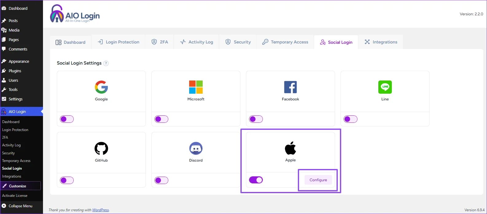 Social-login-dashbaord