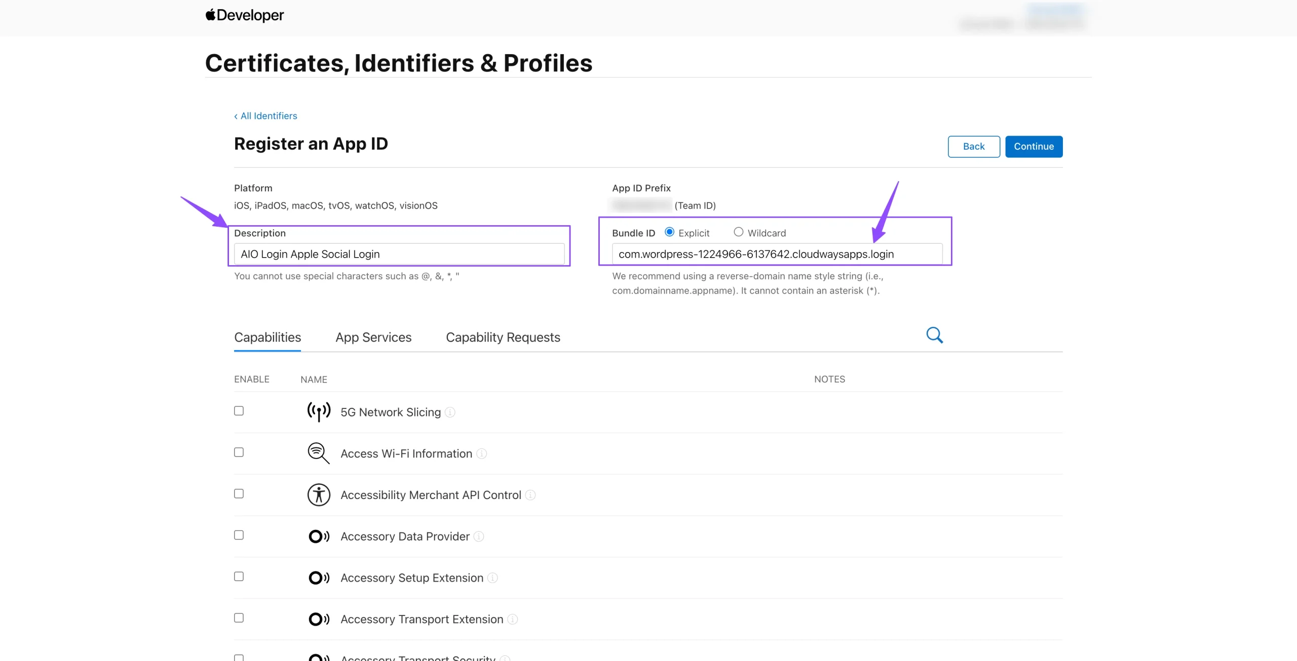How to configure Apple Developer settings