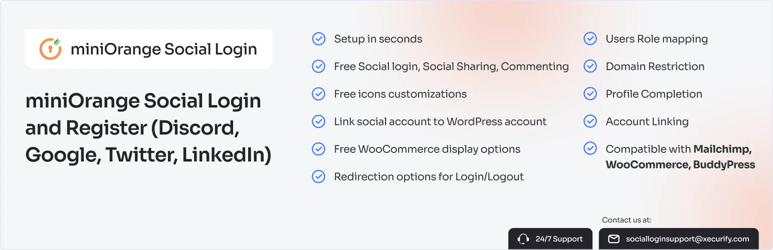 miniOrange Social Login plugin dashboard in WordPress