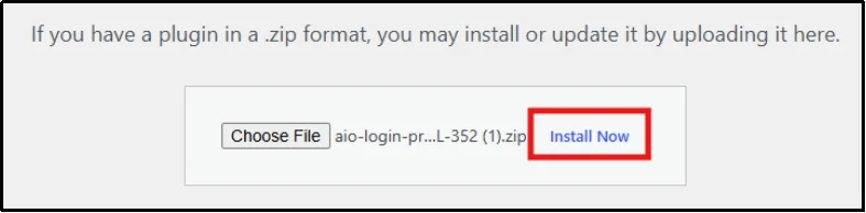 Activate the All In One Login plugin after installation