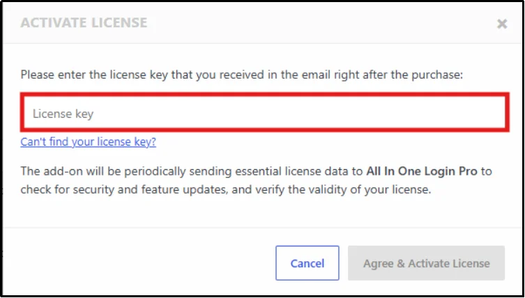 Activate the All In One Login Pro license key