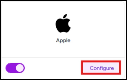Click Configure to set up Apple Social Login