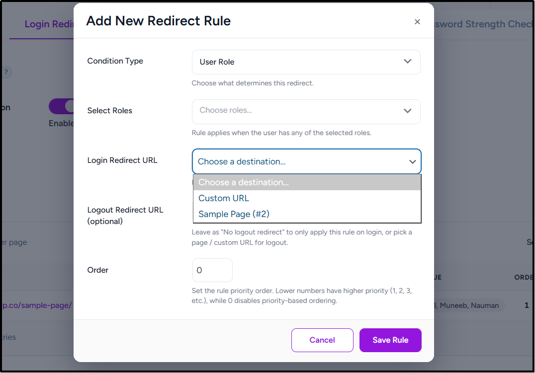 Create custom login and logout redirection rules in WordPress using AIO Login