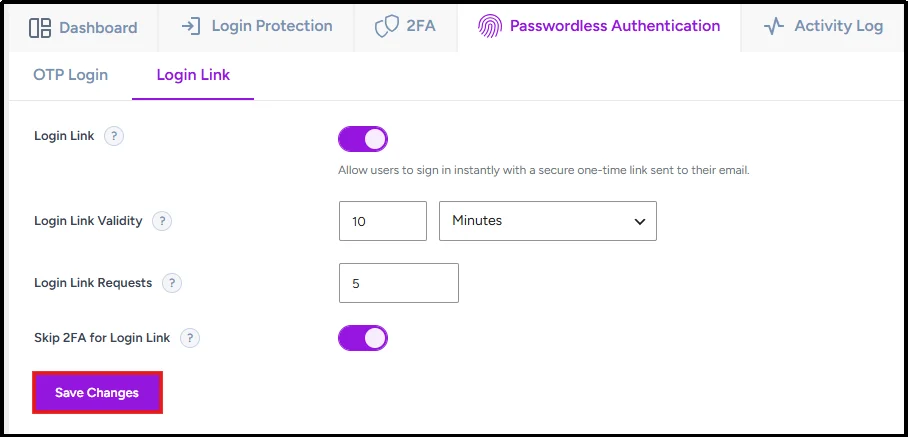 Magic Login Link option for passwordless WordPress authentication