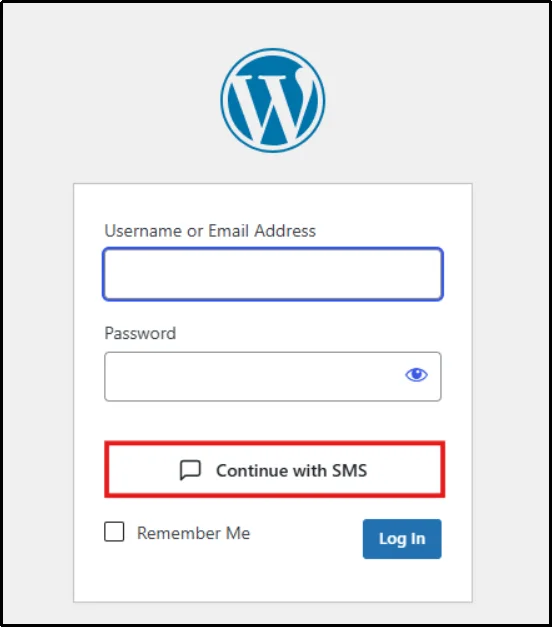 Continue with SMS option for passwordless authentication in WordPress