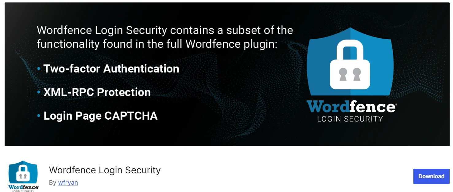 Wordfence Login Security plugin interface with WordPress 2FA and login protection