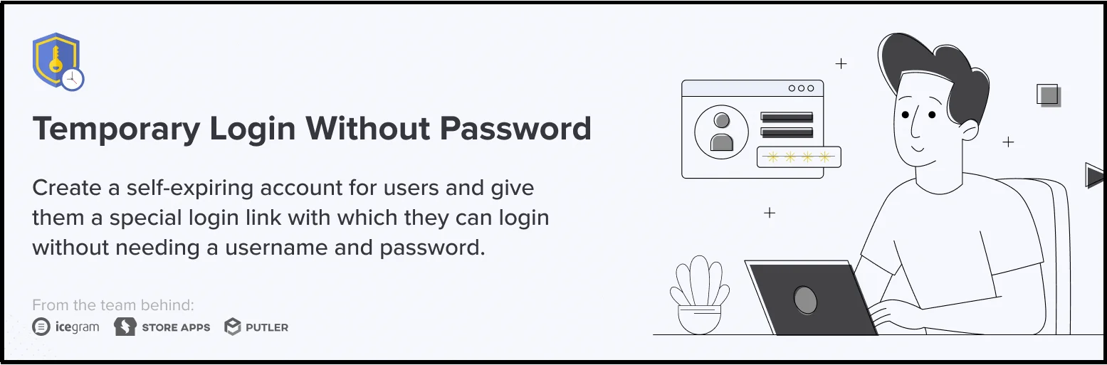 Temporary Login Without Password plugin banner for creating self-expiring WordPress login links