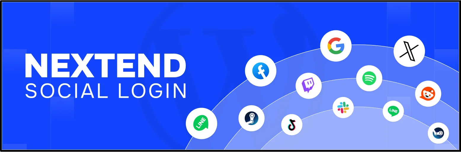 Nextend Social Login plugin banner with Google, Facebook, X, and other social login provider icons