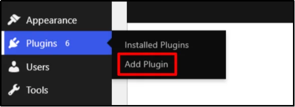 Add Plugin option under the Plugins menu in the WordPress dashboard