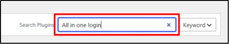 Searching for All In One Login in the WordPress plugin search bar