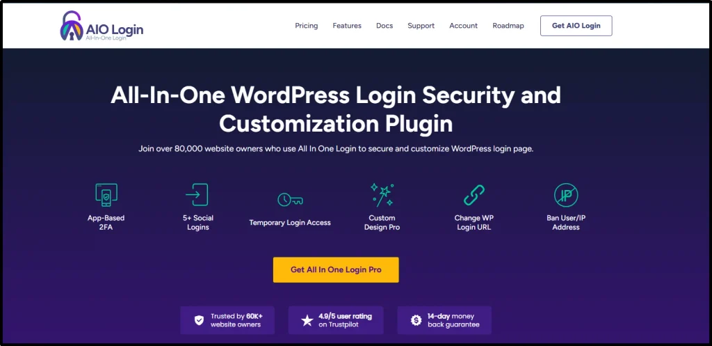 All In One Login WordPress login security and customization plugin homepage